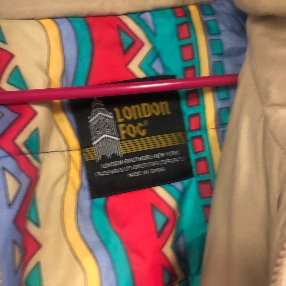 London Fog Tan Winter Oversized Jacket Vintage Size 16 Zip Up - Picture 3 of 6